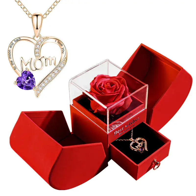 Amazon Preserved Flower Jewelry Box with Necklace 2Hearts