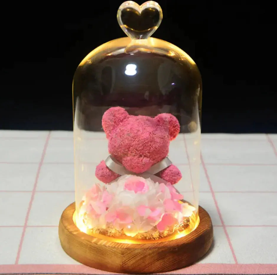 Eternal Rose Flower Bear Ornament 2Hearts