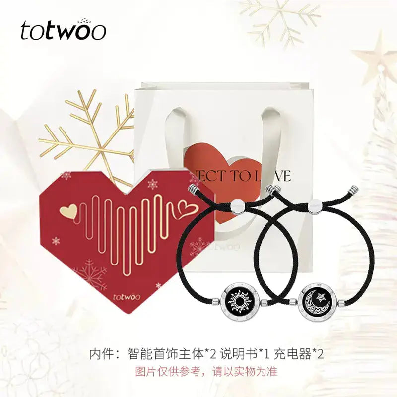 Totwoo Smart Bracelet with Flash & Vibration for Couples 2Hearts