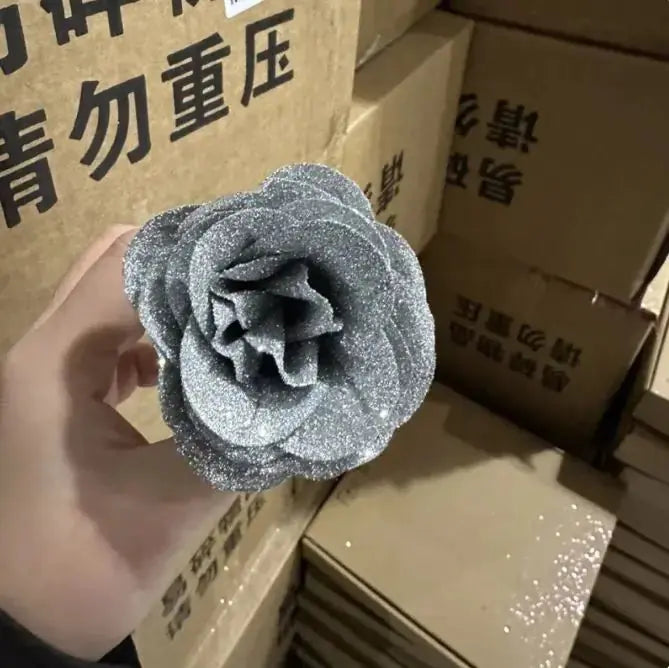 Artificial Glittering Flower Rose Bouquet 2Hearts