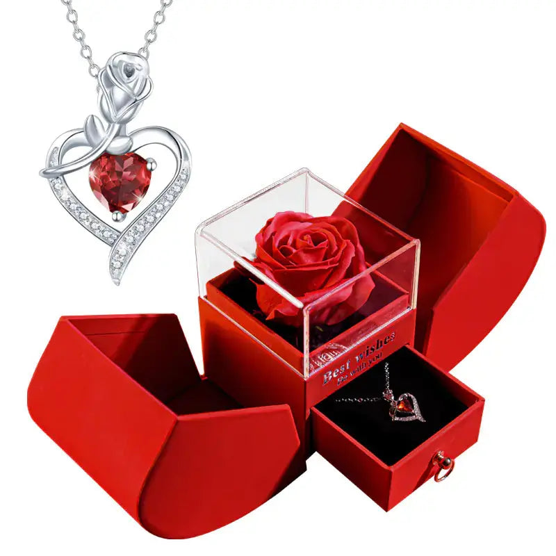 Amazon Preserved Flower Jewelry Box with Necklace 2Hearts