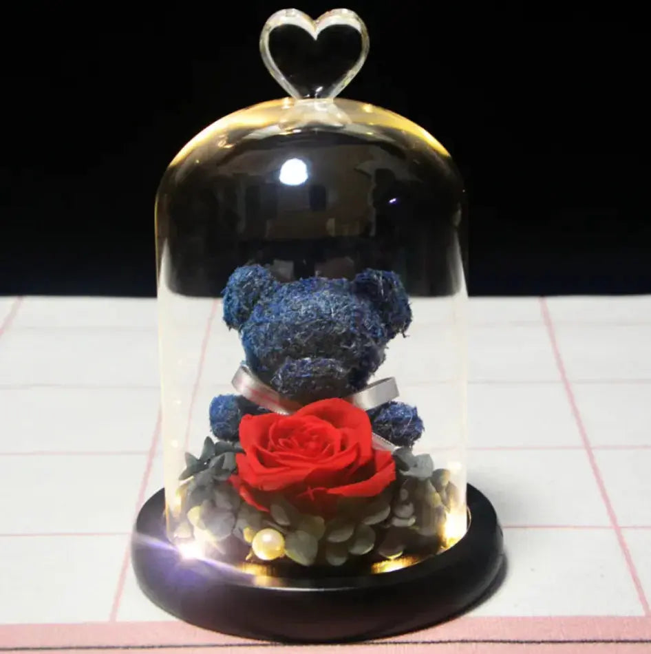 Eternal Rose Flower Bear Ornament 2Hearts