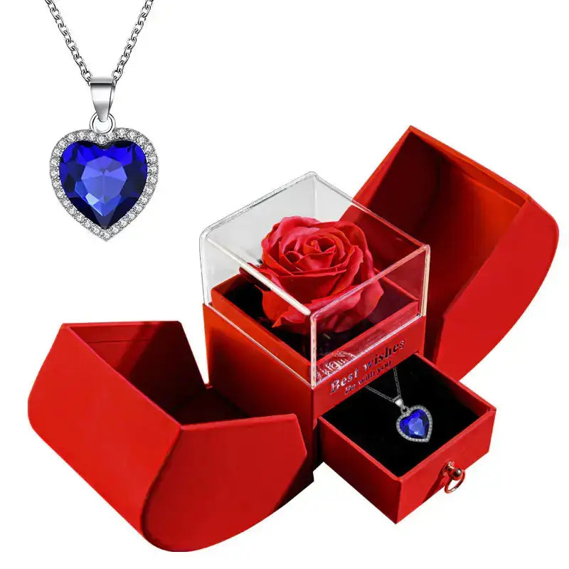 Amazon Preserved Flower Jewelry Box with Necklace 2Hearts