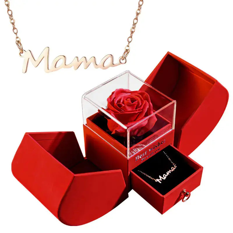 Amazon Preserved Flower Jewelry Box with Necklace 2Hearts