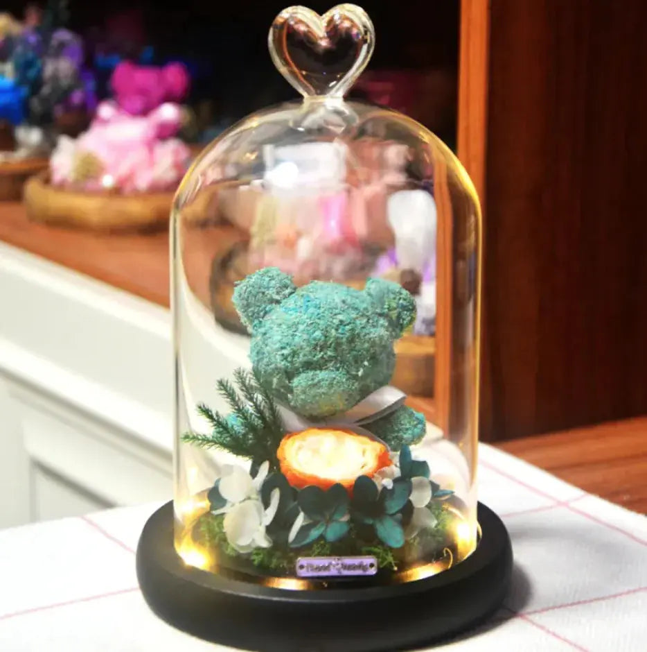 Eternal Rose Flower Bear Ornament 2Hearts