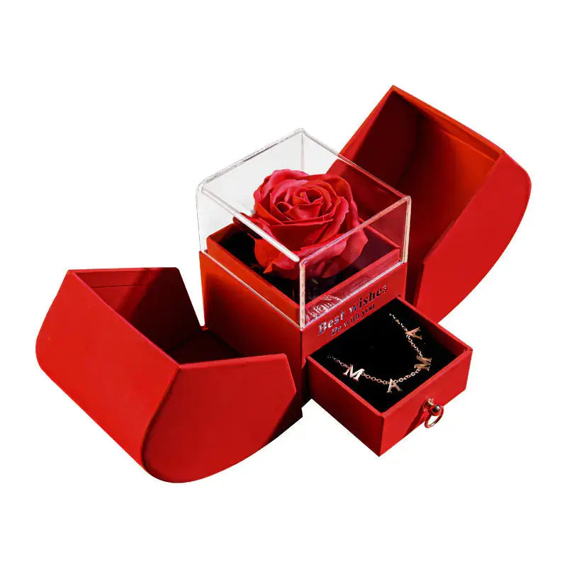 Amazon Preserved Flower Jewelry Box with Necklace 2Hearts