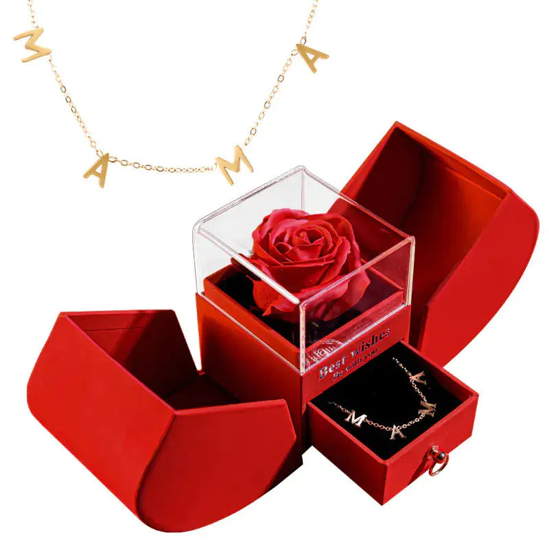 Amazon Preserved Flower Jewelry Box with Necklace 2Hearts