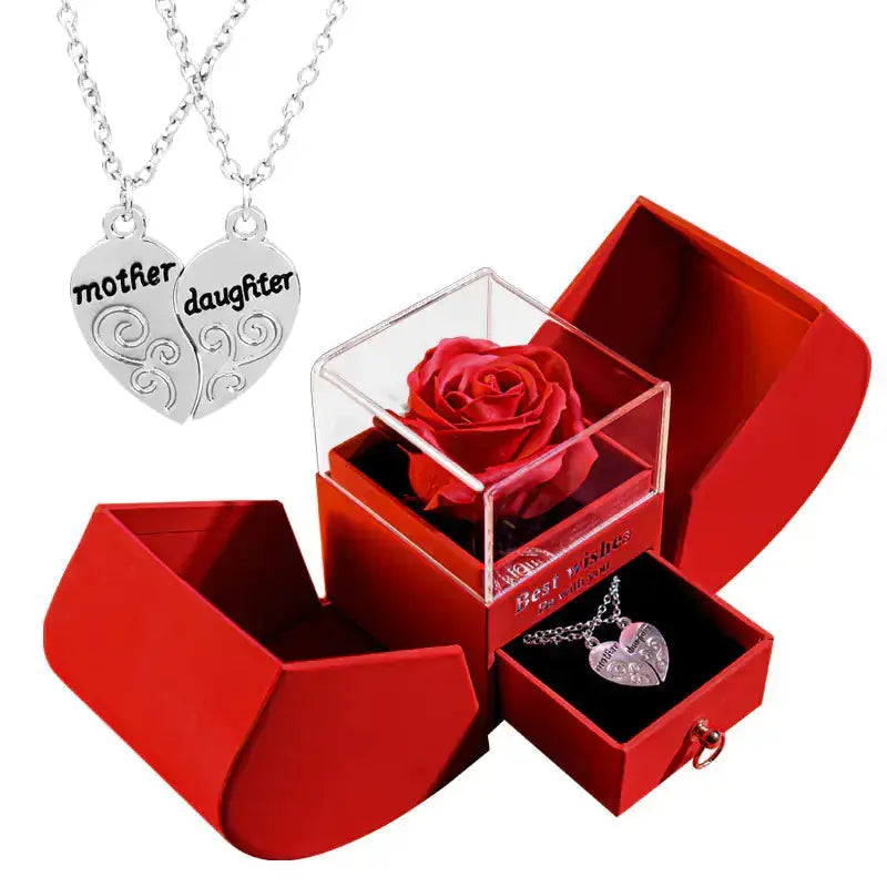 Amazon Preserved Flower Jewelry Box with Necklace 2Hearts