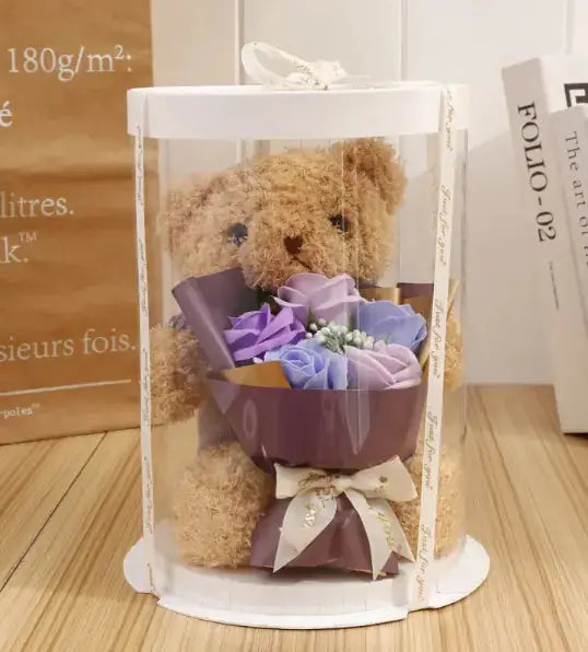 Bear with Flower Gift Box 2Hearts