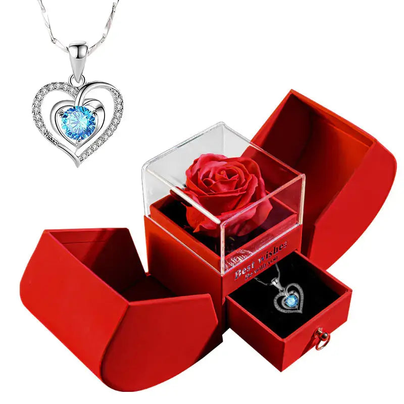 Amazon Preserved Flower Jewelry Box with Necklace 2Hearts
