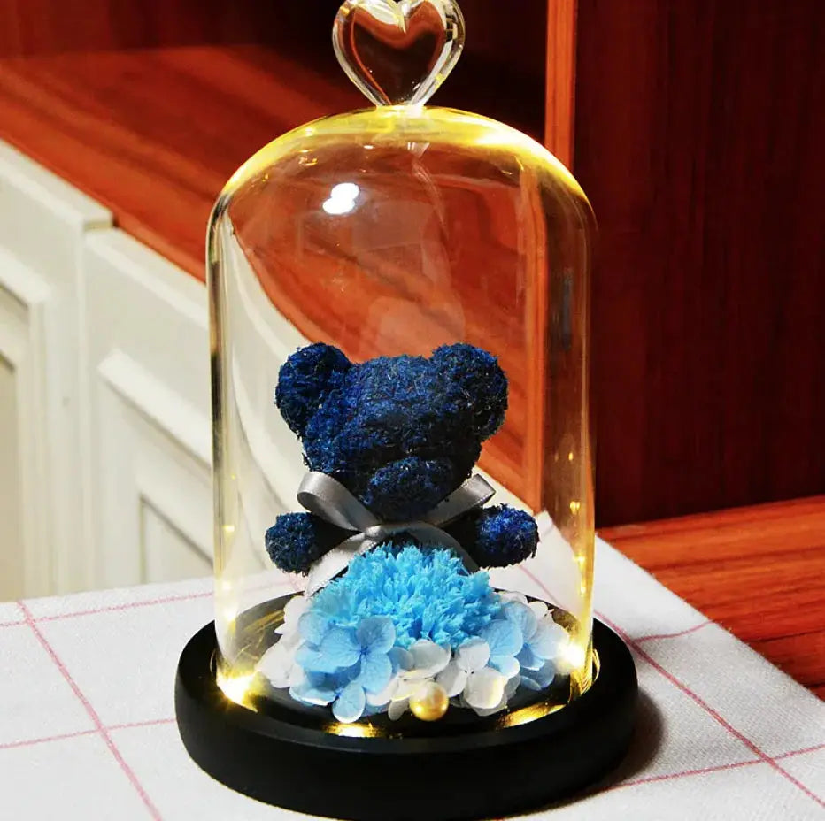 Eternal Rose Flower Bear Ornament 2Hearts