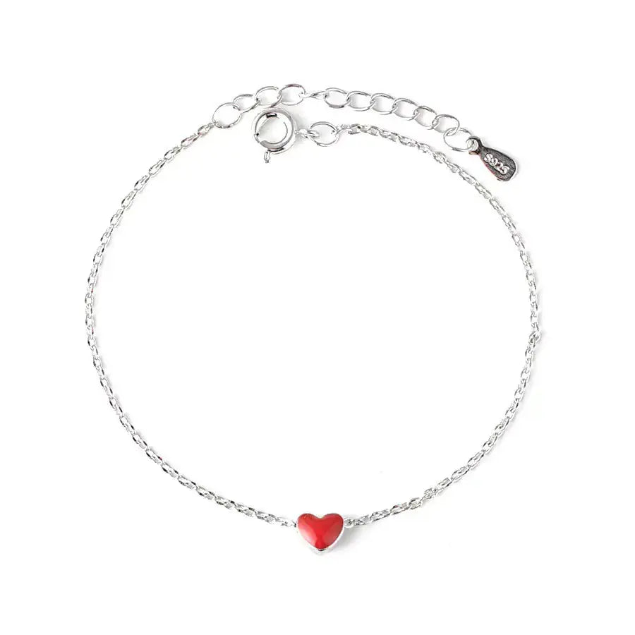 2010 Korean Minimalist Red Resin Heart Bracelet 2Hearts