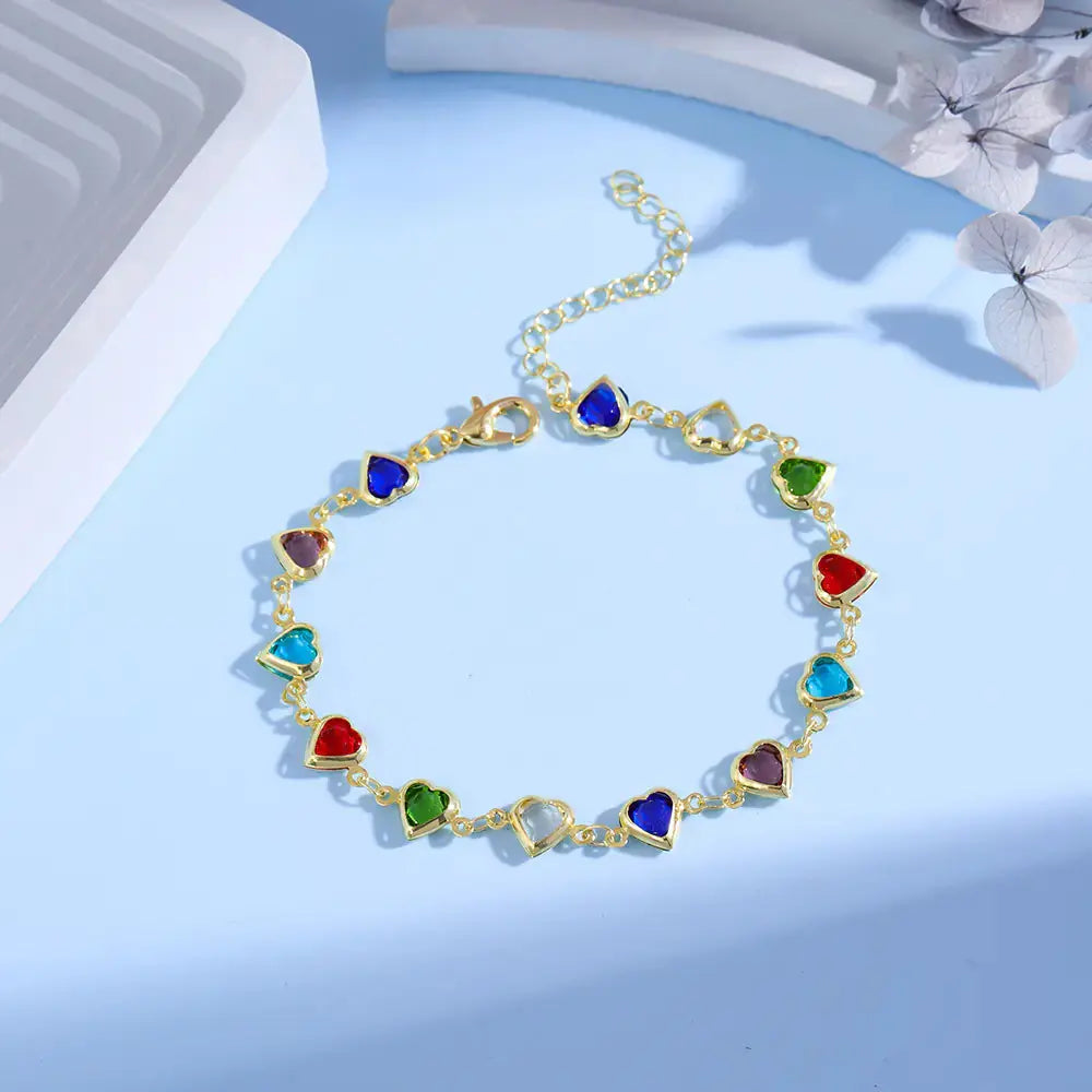 Candy Color Heart Beaded Bracelet 2Hearts