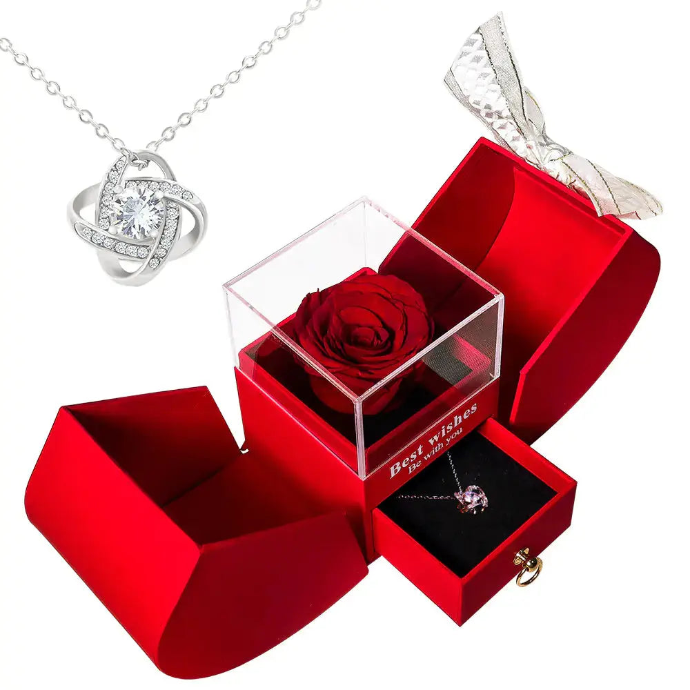 Amazon Preserved Flower Jewelry Box with Necklace 2Hearts