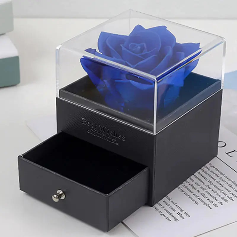 Eternal Flower Acrylic Jewelry Box with Real Rose Necklace 2Hearts