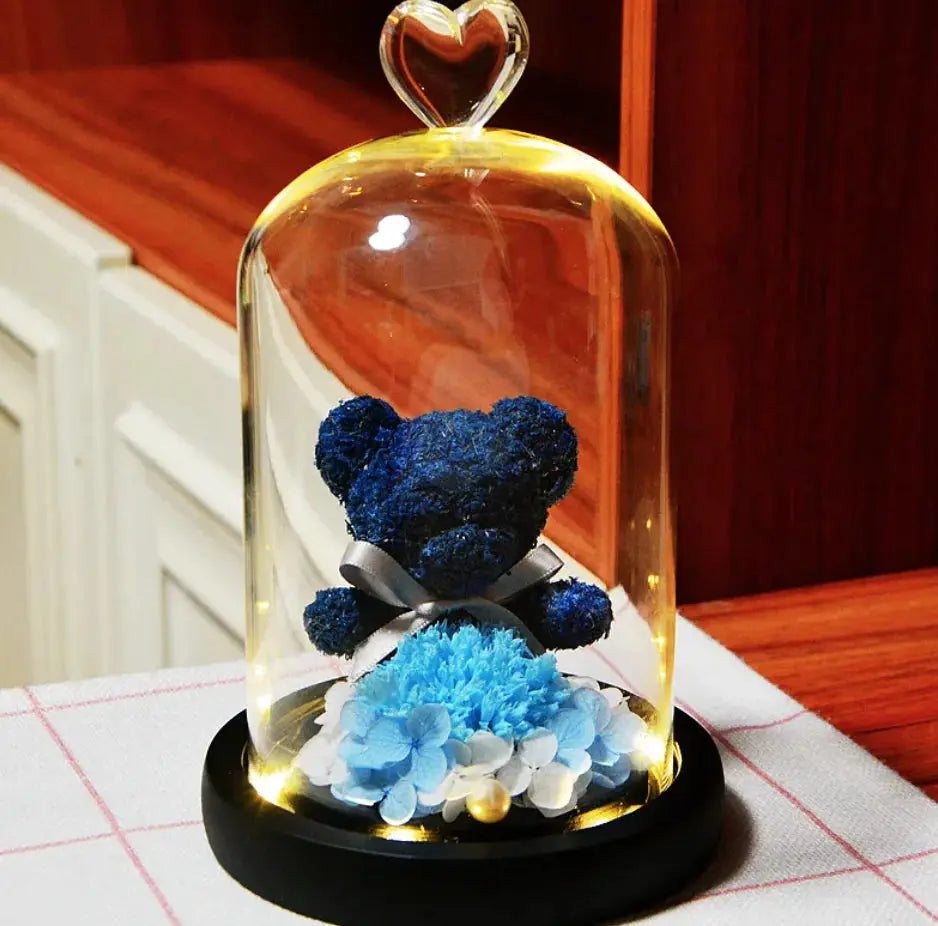 Eternal Rose Flower Bear Ornament 2Hearts