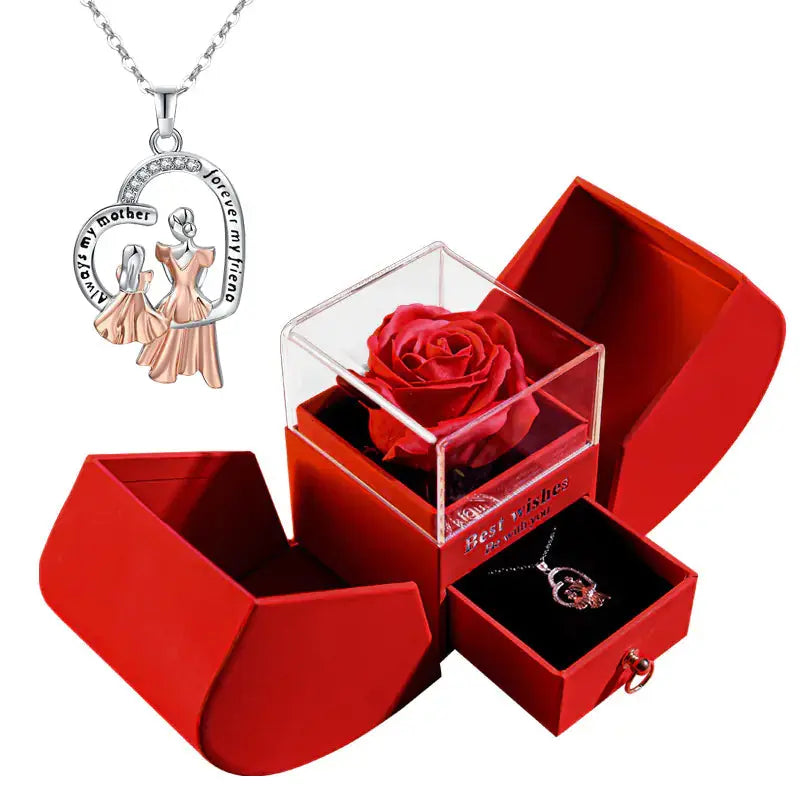 Amazon Preserved Flower Jewelry Box with Necklace 2Hearts