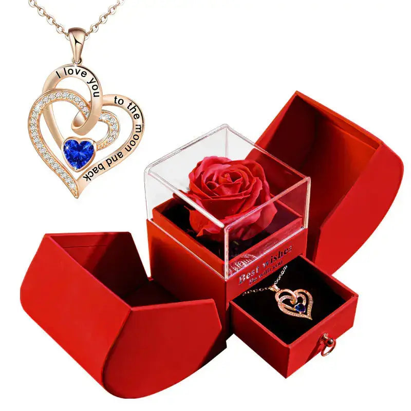 Amazon Preserved Flower Jewelry Box with Necklace 2Hearts