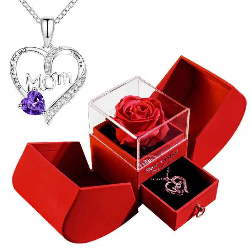 Amazon Preserved Flower Jewelry Box with Necklace 2Hearts