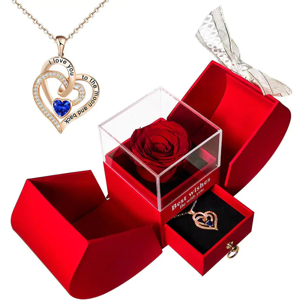 Amazon Preserved Flower Jewelry Box with Necklace 2Hearts