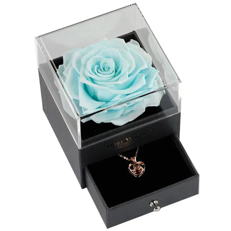 Preserved Flower  with Necklace 2Hearts