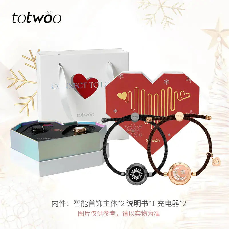 Totwoo Smart Bracelet with Flash & Vibration for Couples 2Hearts