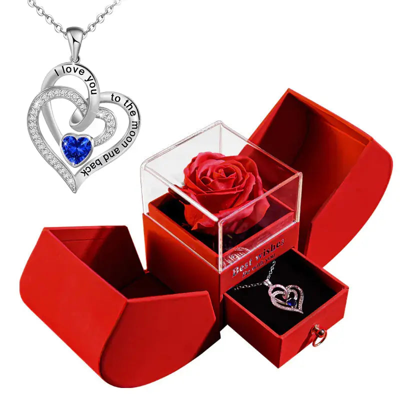 Amazon Preserved Flower Jewelry Box with Necklace 2Hearts