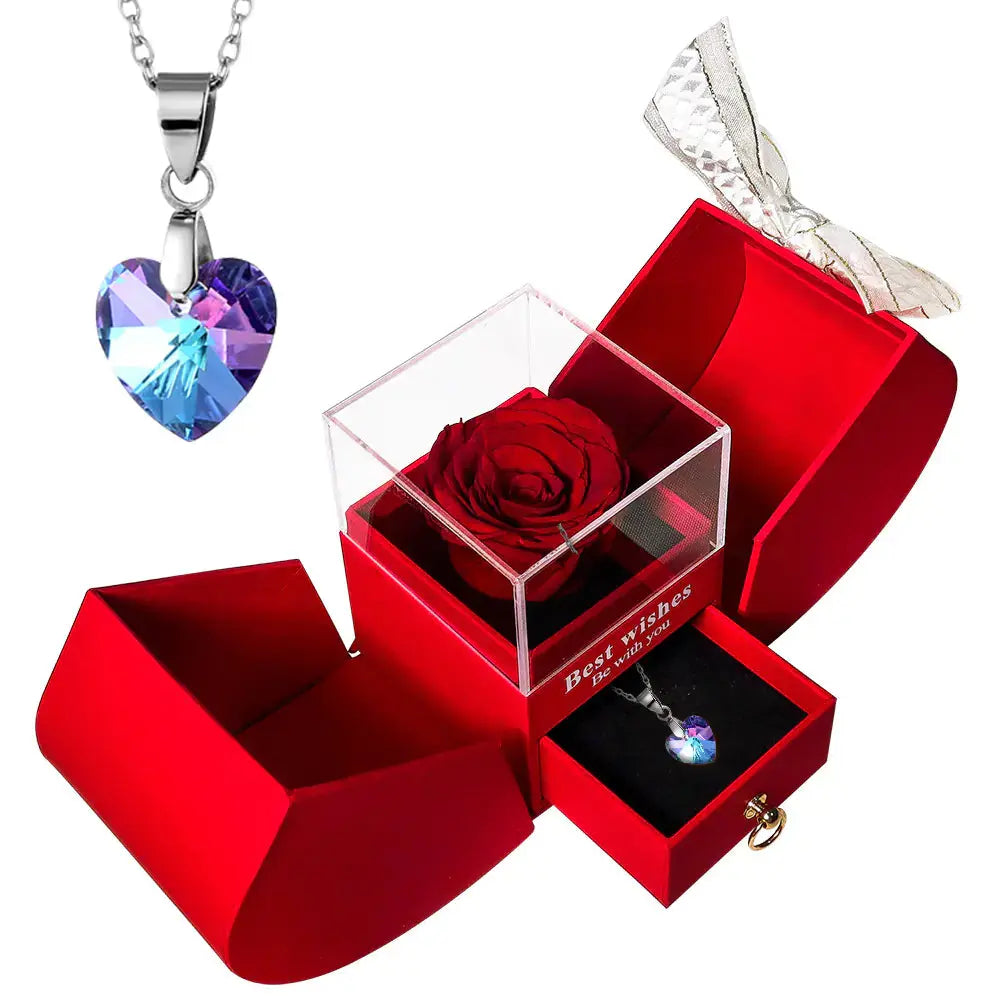 Amazon Preserved Flower Jewelry Box with Necklace 2Hearts
