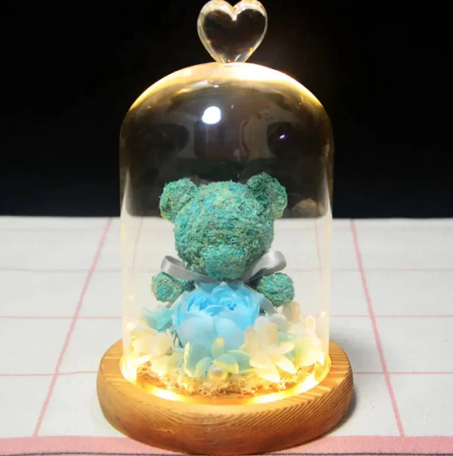 Eternal Rose Flower Bear Ornament 2Hearts